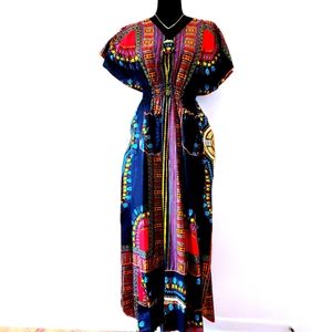 African Dress Wax Print Red & Black